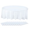 PLULON 10Pack Round Plastic Tablecloths White Table Cover 84 inch
