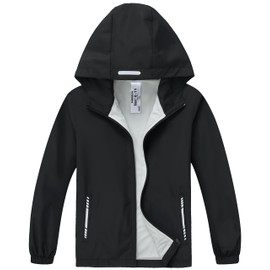 Slwosdlds Boys Girls Waterproof Rain Jacket Lightweight soft lining Kids Windbreaker Hooded Coat Easy to Fold