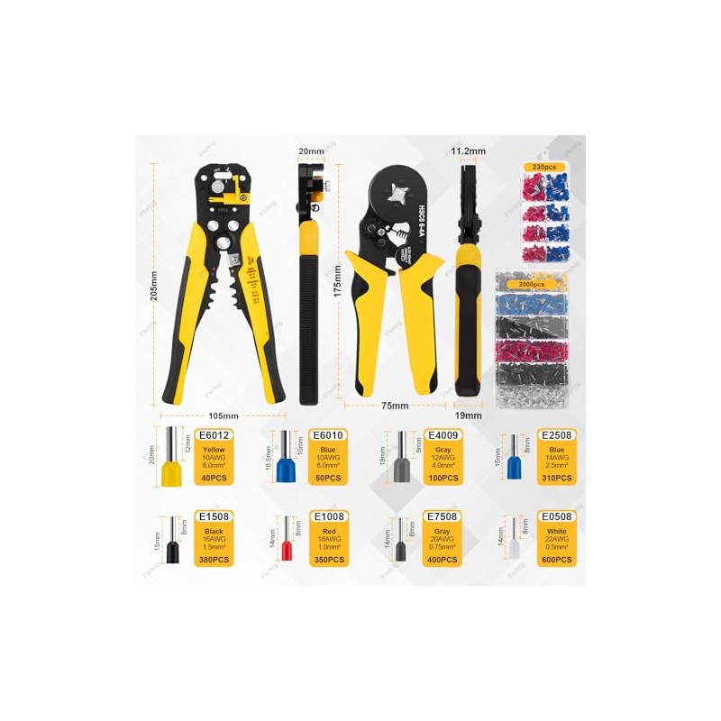 Juego de Crimpadora 2230pcs de Alambre, Fhrhig Terminal para Cable