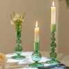 Hewory Glass Candlestick Holders Set: 3PCS Green Candle Holder Taper