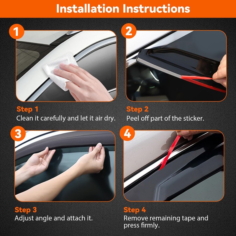Rain Guards Compatible with 2020-2025 Nissan Sentra,Tape-On Side Window Visor
