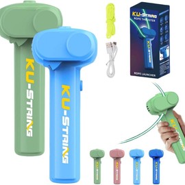 Night-Ready Tactical Rope Launcher - Glow in the Dark Spinner with Neon Blue LED, Durable Outdoor Game Gear for Teens & Shooting Sport Fans Fun Portable - Color: Green+Light blue