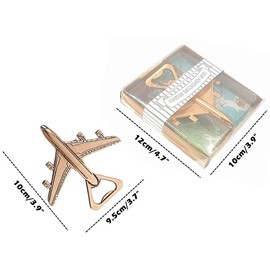 Kinteshun Airplane Bottle Opener with Gift Box Packing for Wedding Party Favor(12pcs,Dark Golden Tone)