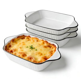 Vitrignis 34oz Small Ceramic Casserole Dishes Set Of 4-1000ml Small Baking Dish With Handles, Suitable For Ovens And Microwaves, Compact Size Ideal For Gratins, Pasta Dishes, Tiramisu And Baked Goods