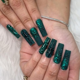 HWHUNO 500pcs No C Curve XL Long Square Straight Fake Nails Flattened Half Cover Artificial Nails,Clear ABS False Square Nail Tips Medium for Nail Salon Professional and Home DIY Nail Art 10 Size