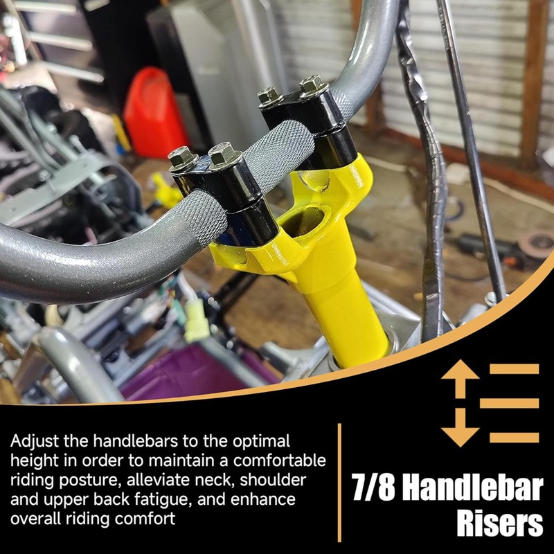 Motorcycle Handlebar Risers, 22mm Universal Mount Kit, 7/8 Inch Aluminum