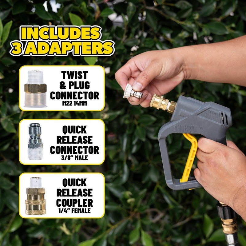 Chemical Guys EQP402 Snubby Pressure Washer Gun, Foam Cannon Attachment,