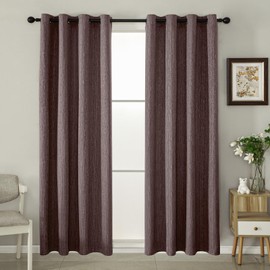 JSFLY Jacquard Linen Curtains 63 inch Length 2 Panels Thick Faux Linen Blended Window Drapes Burlap Textured Curtains with Grommet for Living Room Bedroom Farmhouse (42x63 Fashion Purple) Natural