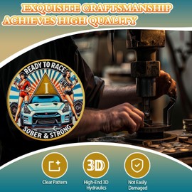 Race Queen 1 Year Sobriety Coin, Ready to Race AA Coin - Alcohol Free Recovery Chips to Support Addiction, Inspirational Sobriety Gifts for Women