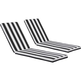 HAIPUP 2-Pack Chaise Lounge Chair Cushions, Waterproof/Fade Resistant, Outdoor Indoor Use for Patio, Backyard, Poolside & Deck(2, Black White Stripe)