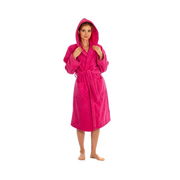 Kids Teenager Adult Cotton or Microfiber Fleece Bathrobe Hooded Boys Girls Premium Quality Robe (Hot Pink, 3-6 Ages)