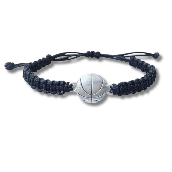 Sportybella Basketball Charm Bracelet Black- Adjustable Bracelets For Girls & Boys w/Basketball Charm. Basketball Gifts & Souviner for Basketball Players. Unisex Basketball Jewelry