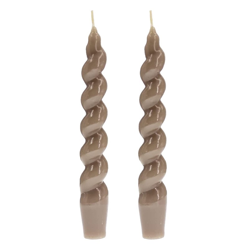 Spiral Taper Candles Brown Candlesticks，7.5 inches Smokeless Candle Sticks Traditional
