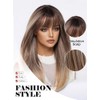 Peluca Sintética Elegant Blonde Wig 150% With Bangs Straight Layered