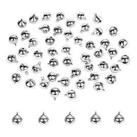 [QIKEJI] Bell, Ranking Bell, Christmas Bell, Set of 100, Decorative Bell, Cute Bell, Event Charm, Cute, Christmas Tree, Decorative, Tin, DIY Crafts, Amulet, Silver, 0.5 inches (12 mm), Vacuum plated