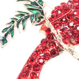 Red Rhinestone Northern Cardinal Brooch,Fashion Crystal Animal Birds Brooch for Women Christmas Bird Brooch