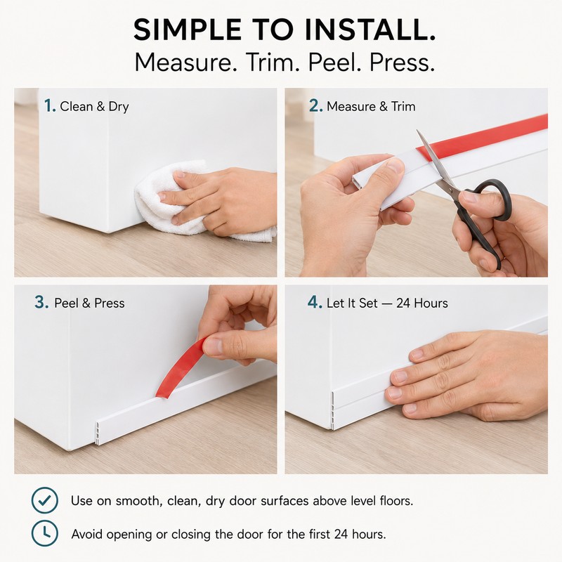 Door Draft Stopper, Self-Adhesive Under Door Sweep, 39.37-Inch Trim-to-Fit Strip