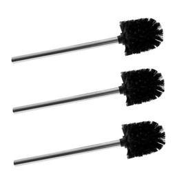Novel Solutions Innoteck Essentials 3-Pack Toilet Replacment with Black Head. Individually Changeable Brush with Strong Dense Bristles and Stainless Steel Handles, One Size
