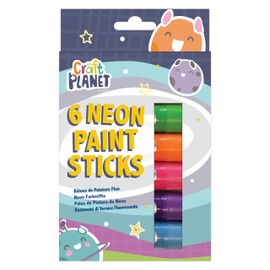Craft Planet Neon Paint Pens - 6 Kids Washable Paint Sticks In Neon Colours - Perfect Paint Option For Kids, Toddlers, Baby, For Finger Painting, Poster Art, Handprints, Crafts & Window Art