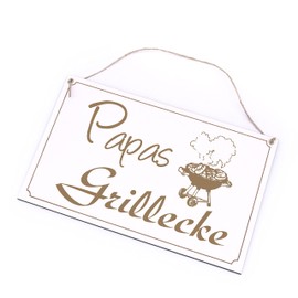 Grillplatz Sign Grill – Papas Grillecke – Wooden Sign Decorative Barbecue Signs 26 x 16 cm | Dekolando