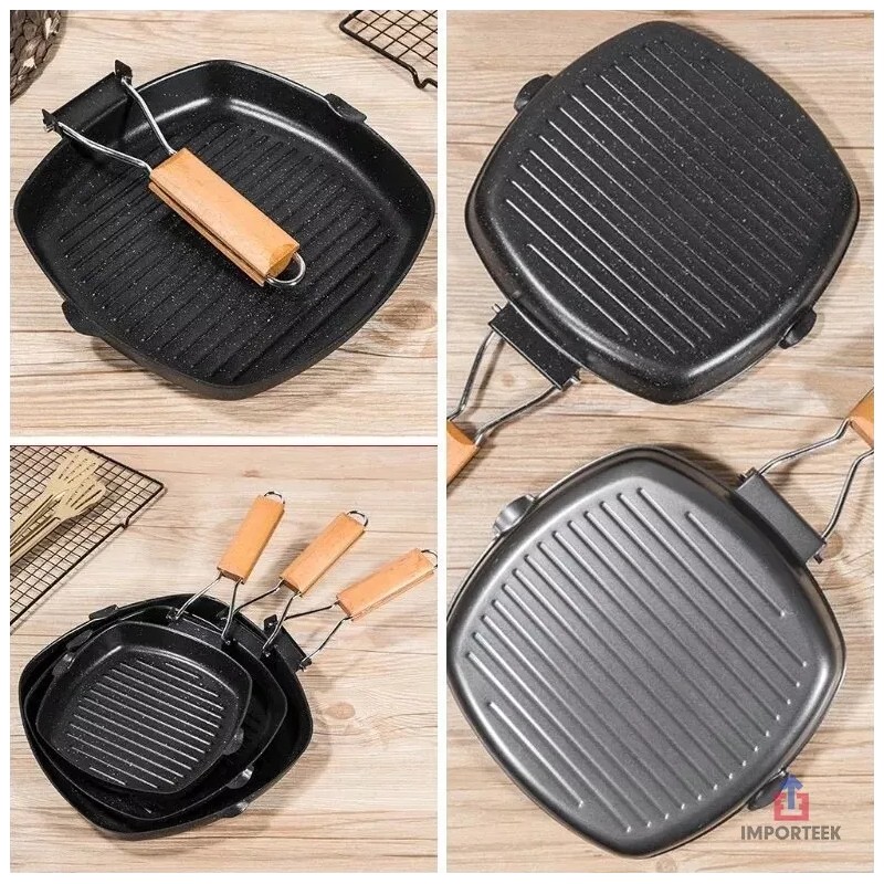 Importeek Sarten Parrilla Grill Asador Antiadherente Plegable Cocina