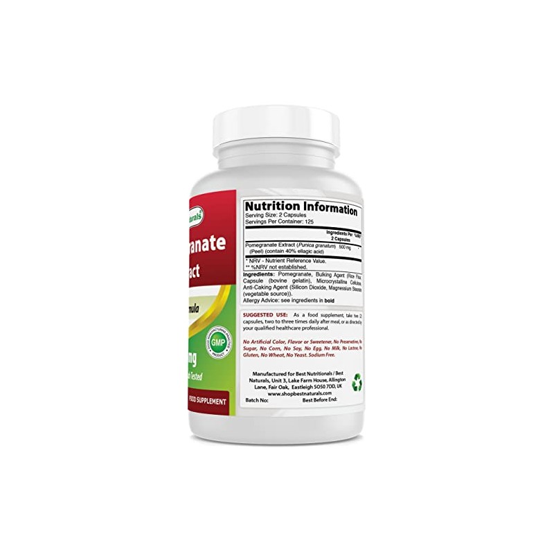 Best Naturals Pomegranate Extract 250 mg 250 Capsules (250 Count