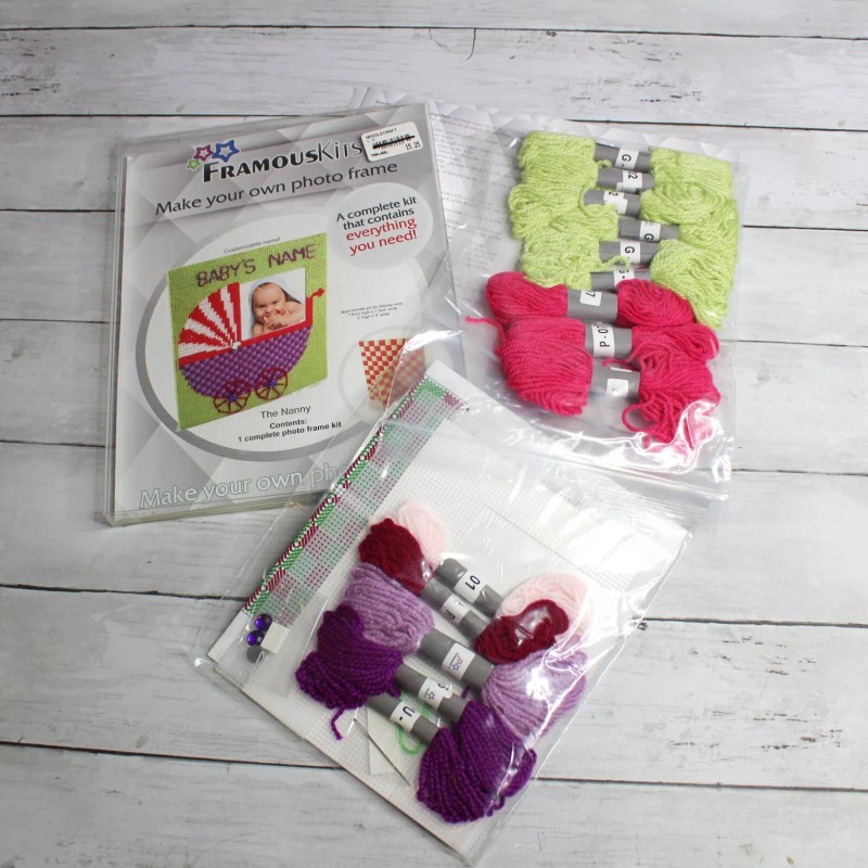FamousKits Plastic Canvas Needlework Craft Kit Baby Photo Frame Needlepoint