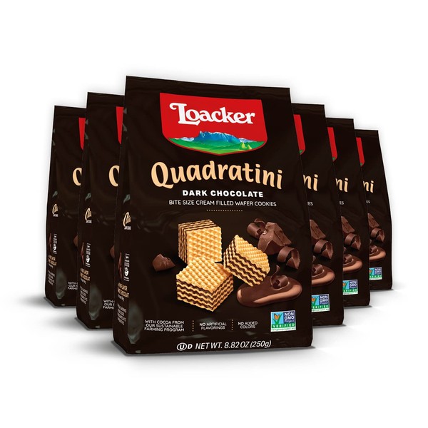 Loacker Quadratini Dark Chocolate Wafer Cookies LARGE - 30% Less