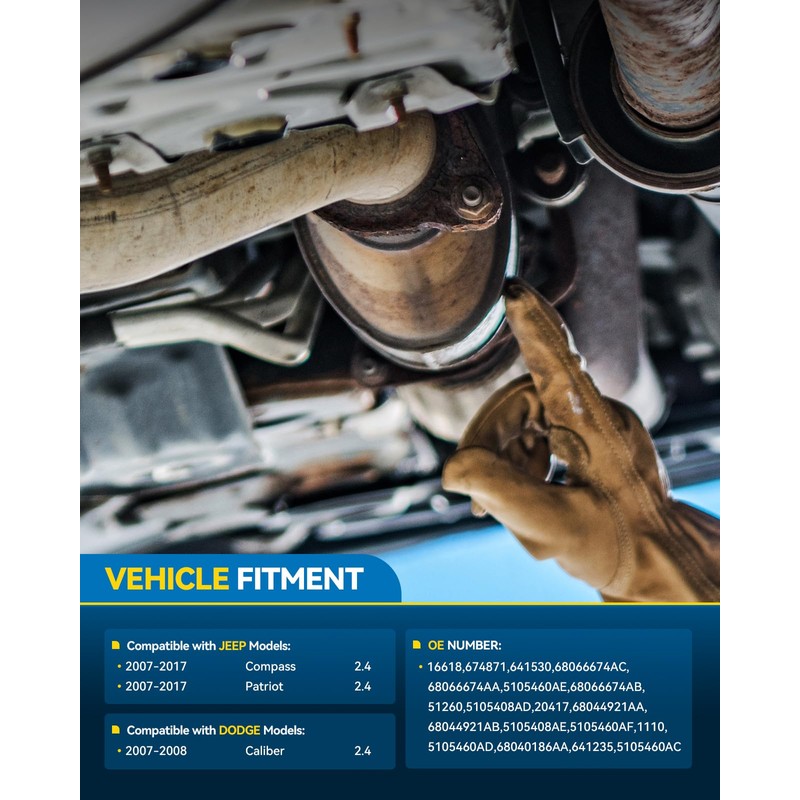 PHILTOP Catalytic Converter Compatible with Caliber 2007-2008, Compass 2007-2017, Patriot