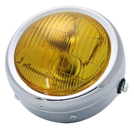 Baetlite 160mm Glass Lens Vintage Suzuki Yamaha Honda Kawasaki General Purpose (Silver/Yellow Lens)