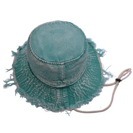 BLUEGLORY Fashion Cotton Denim Distressed Bucket Hat, Sun Hat, Hat for Men and Women (BLU25)