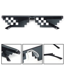 Lottoy Sunglasses with Mosaic Decor, Thug Life Glasses Pixelated, Party Glasses, Black (Pack of 1)