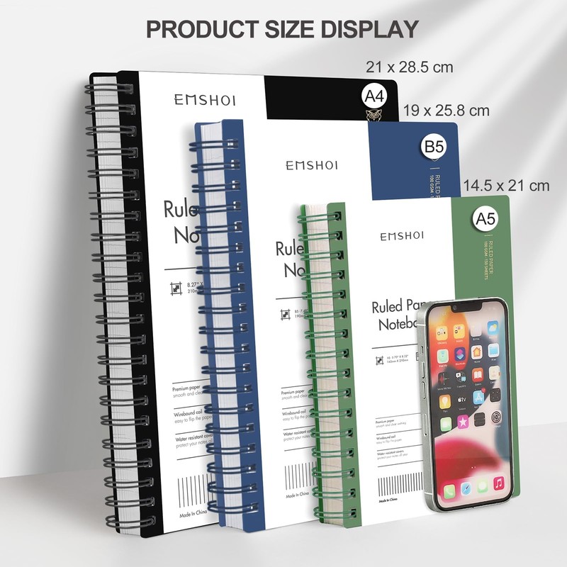 EMSHOI B5 Notebook, College Pad B5 Lined, Notepad 300 Pages