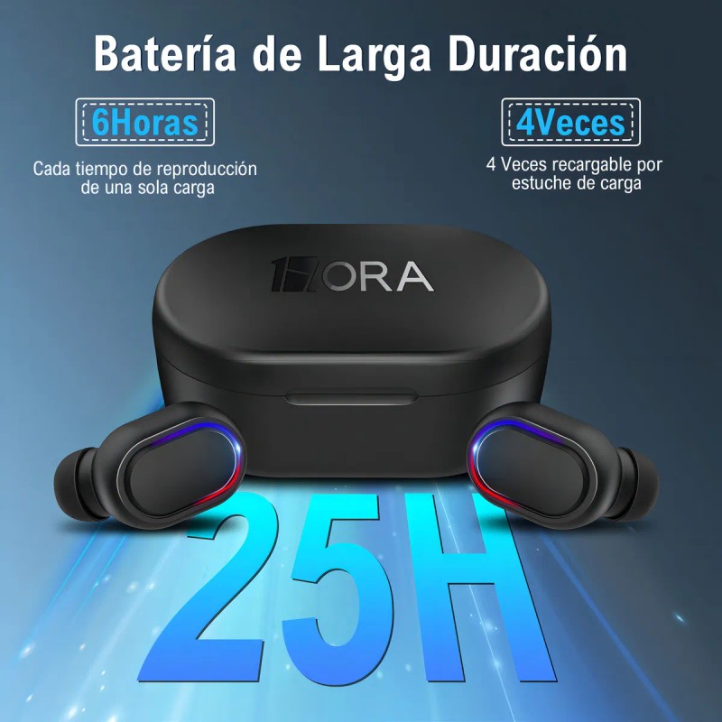 Audfonos In-ear Inalmbricos 1hora Indicador LED del Nivel de Batera