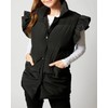 Valphsio Women's Puffer Vests Ruffle Sleeve Winter Button Down Padded