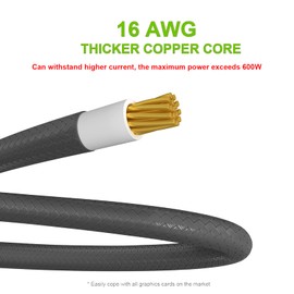 IBEST IMPETUS 16Pin to 3 * 8(6+2) Pin PCIE GPU Cables,Sleeved PSU Extension Cable Mini 12+4 Pin Connector Graphics Card Power Supply for RTX 3090Ti RTX 40 Series 16AWG Black