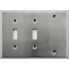 Brushed Satin Stainless Steel 3 Gang Wall Plate - 2 Toggle 1 One Blank