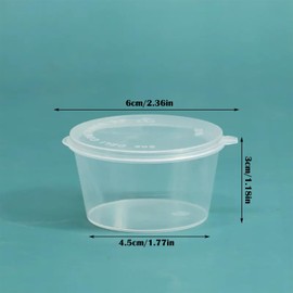 Jsleid Pack of 100 Transparent Mini Plastic Cups Set, Small Cans, Sauce Cups with Lid, Slime Storage Container, for Storing a Variety of Dips and Spices