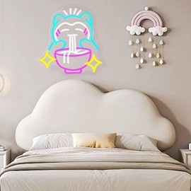 LED Ramen Bear Neon Light Cute Blue Bear Noodle Neon Sign for Wall Decor Dimmable Japanese Wall Decor for Gaming Rooms, Restaurants, Bars & Kids Bedrooms, Unique Gift with Safe Indoor Use