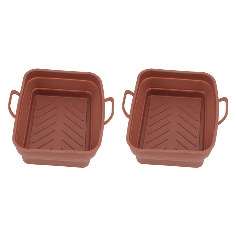 2 Pcs Silicone Air Cooker Pot with Handle Rectangular Fryer