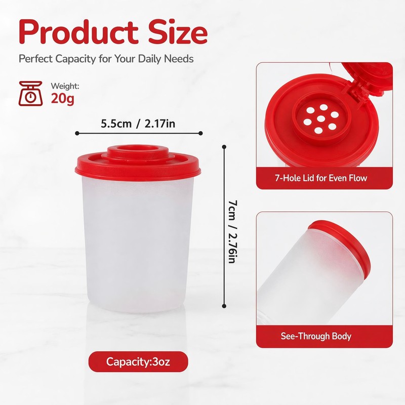 2Pcs Plastic Salt and Pepper Shakers Moisture Proof Spice Dispenser