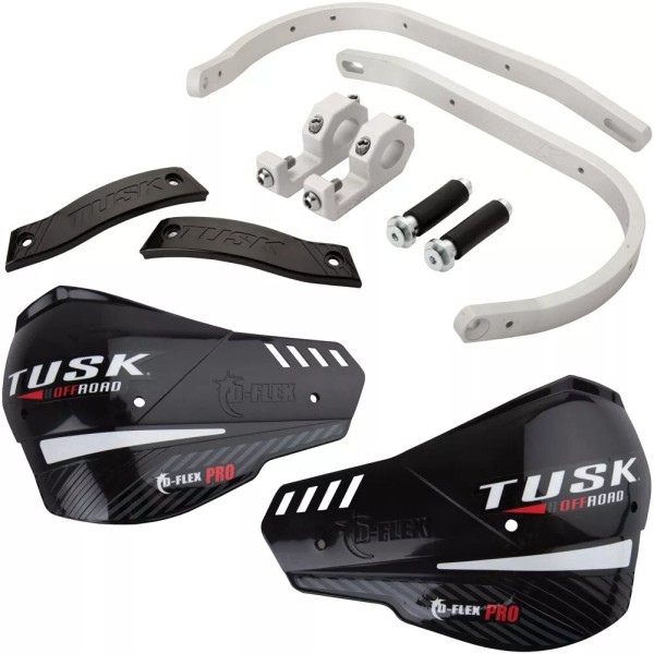 Tusk 1760390016 D-Flex Pro Handguards Silver Bar/Black Plastics 1 1/8"