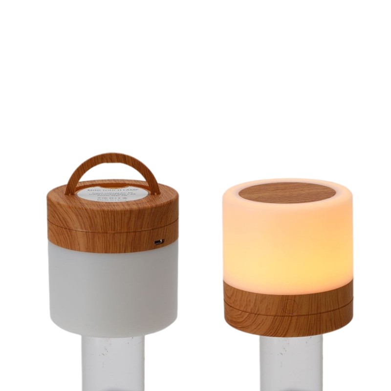 Wooden Bedside Table Lamp LED Colorful Wood Grain Night Light
