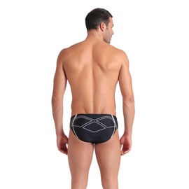 Arena Men's Graphic Swim Briefs, Black-White, 34