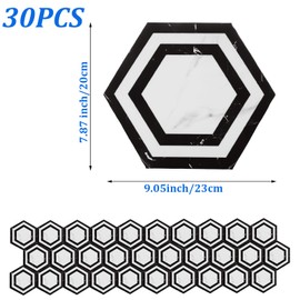 Acrux7 30 Pack Vinyl Flooring Hexagon Peel and Stick Floor Tiles, Self Adhesive Water Proof Clearance Laminate Flooring Vinyl Floor Tile for Kitchen Bathroom Bedroom, Marble Textured