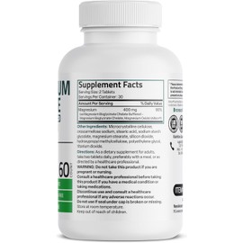 Bronson Magnesium Glycinate Extra Strength 400 MG Per Serving Chelated for Absorption Gentle on The Stomach Non-GMO, 60 Vegetarian Tablets