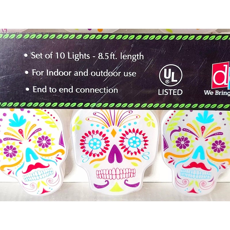 DEI Direct Day of the Dead Sugar Skull Shaped Stringlights