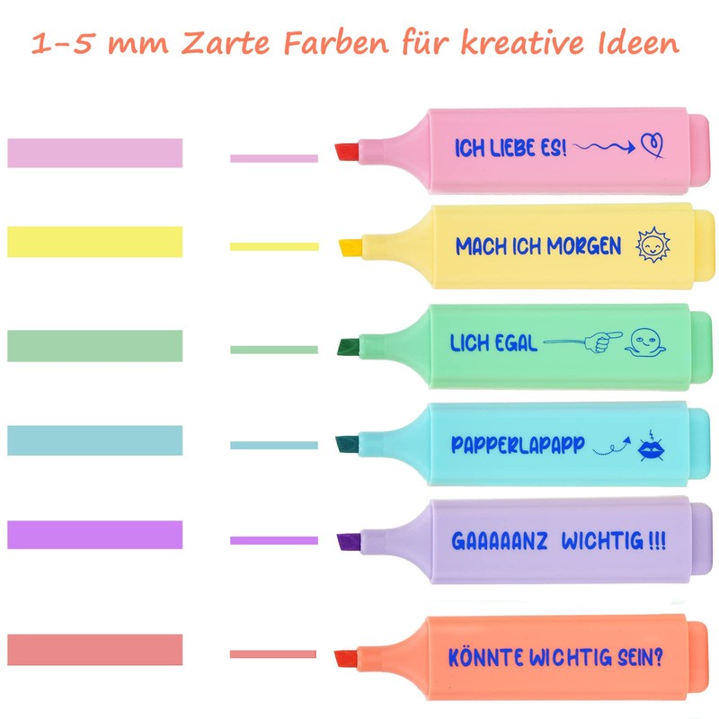 Funny Highlighters, 6 Pack Pastel Highlighters, Creative Gift for Friends,