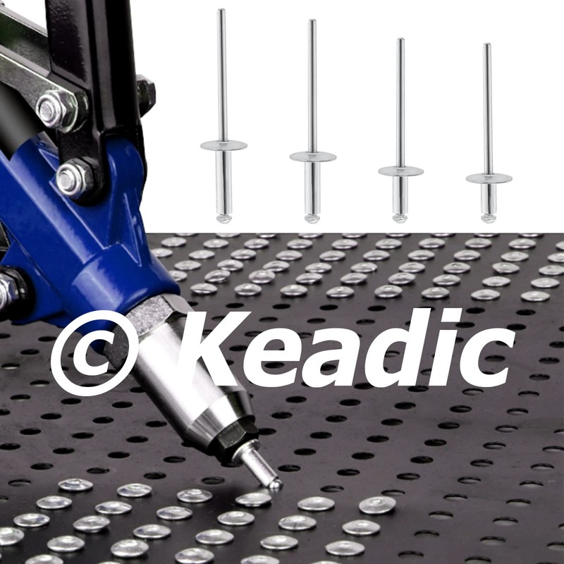 Keadic 200Pcs 4 Sizes 1/8" Aluminum Large Flange Blind Rivets