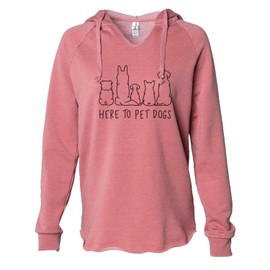 Here to Pet Dogs - Women's Cali Wave Hooded Sweatshirt - Dusty Rose Large